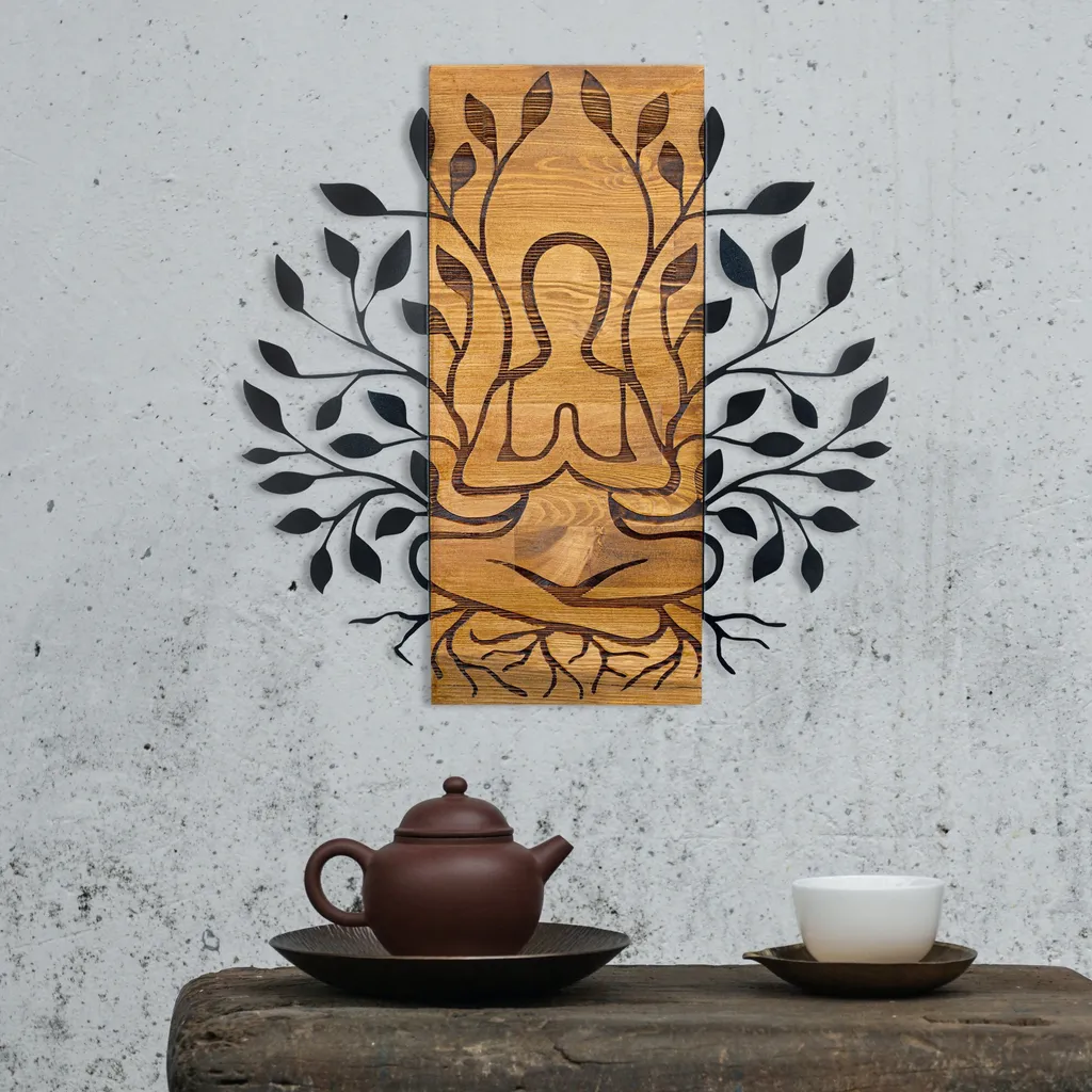 Decorazione da Parete Meditazione Wallity | Metallo Nero 58x57.5 cm - 1