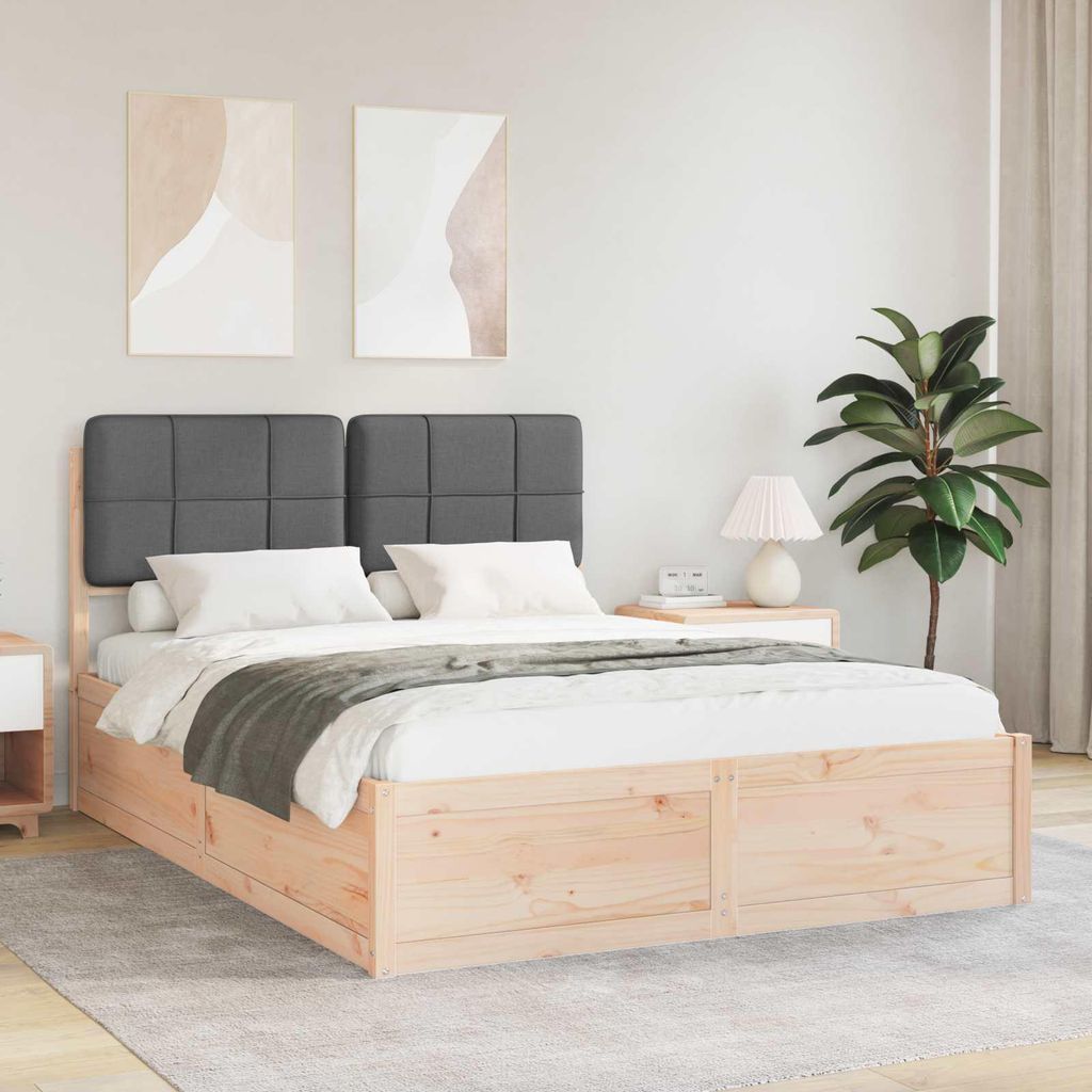 "Schlussverkauf" Doppelbett - Bettgestell 2 PLACES - mit gepolstertem Kopfteil - Dunkelgrau 140x200 cm C4199