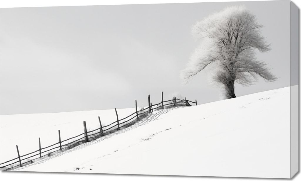 Bild 100x60cm Einsamkeit des Winters am Zaun