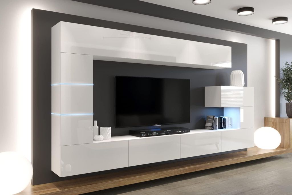 Furnitech Wohnwand Wohnzimmer - Wohnzimmer Möbel mit LED Produktbild 