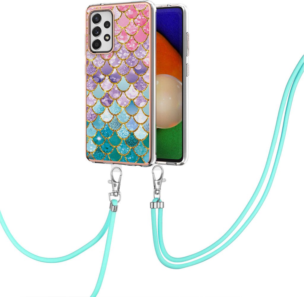 Handykette Hülle für Samsung Galaxy A52 / A52s 5G Muster TPU Schutzhülle mit verstellbarem Tragegurt Bunt