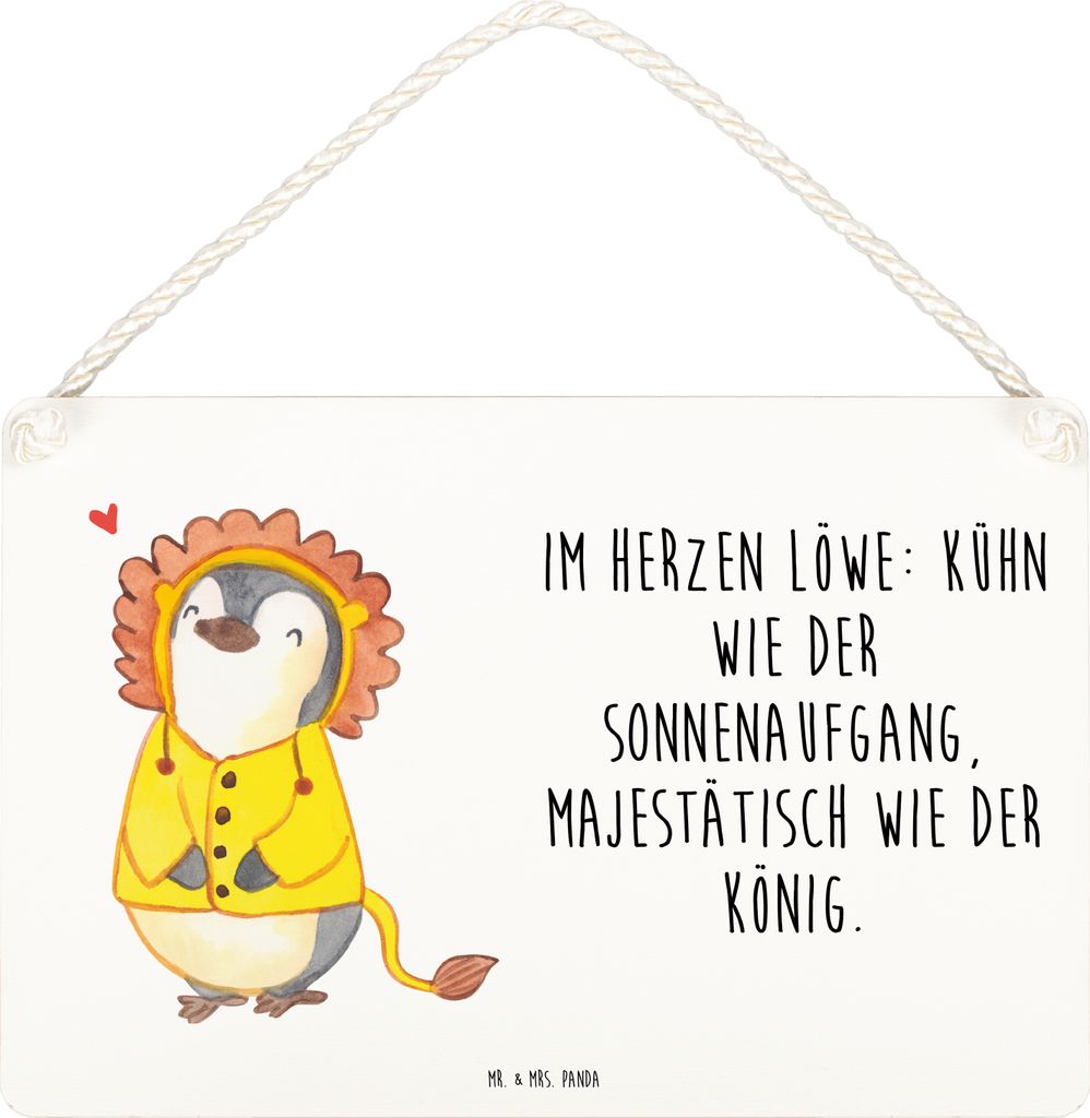 Mr. & Mrs. Panda Schild Löwe Astrologie DIN A5 - Weiß - Geschenk, wandtafel, Türschild, Sternzeichen, holzbild, Geburtstagsgeschenk, kleine aufm...