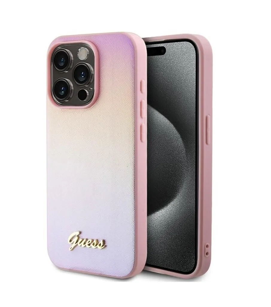 Guess Guhcp15Xpsairsp Custodia rigida Saffiano Iridescente per Iphone 15 Pro Max 6.7 Różowy/Pink