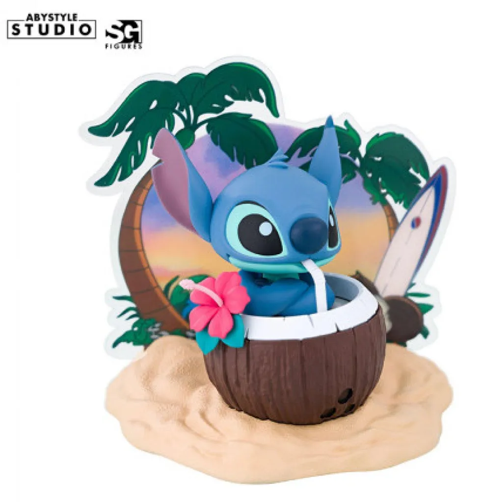 Diorama Stitch Noix de Coco Disney Finition Résine Détails Premium