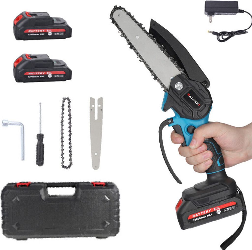 Akku Kettensäge Tragbare Handgeführte Mini ElektroKettensägen Wiederaufladbare Kettensäge Einhandkettensäge mit 2 Akkus für Garten Holzschnei...