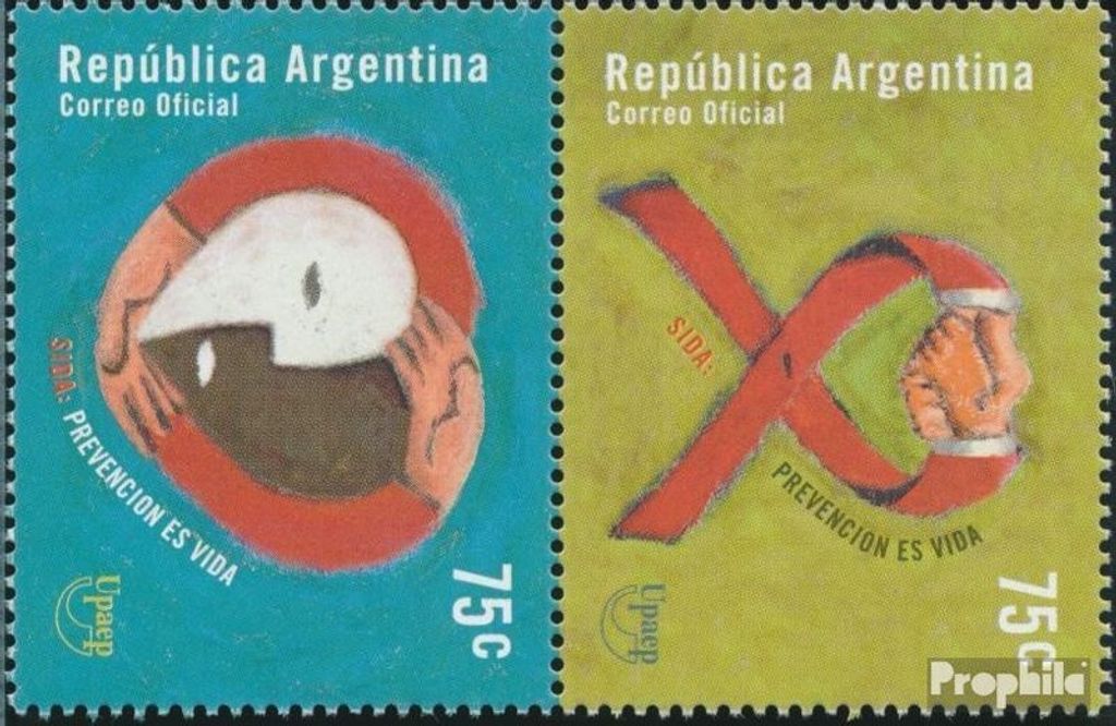 Briefmarken Argentinien 2000 Mi 2578-2579 Paar (kompl.Ausg.) postfrisch AIDS