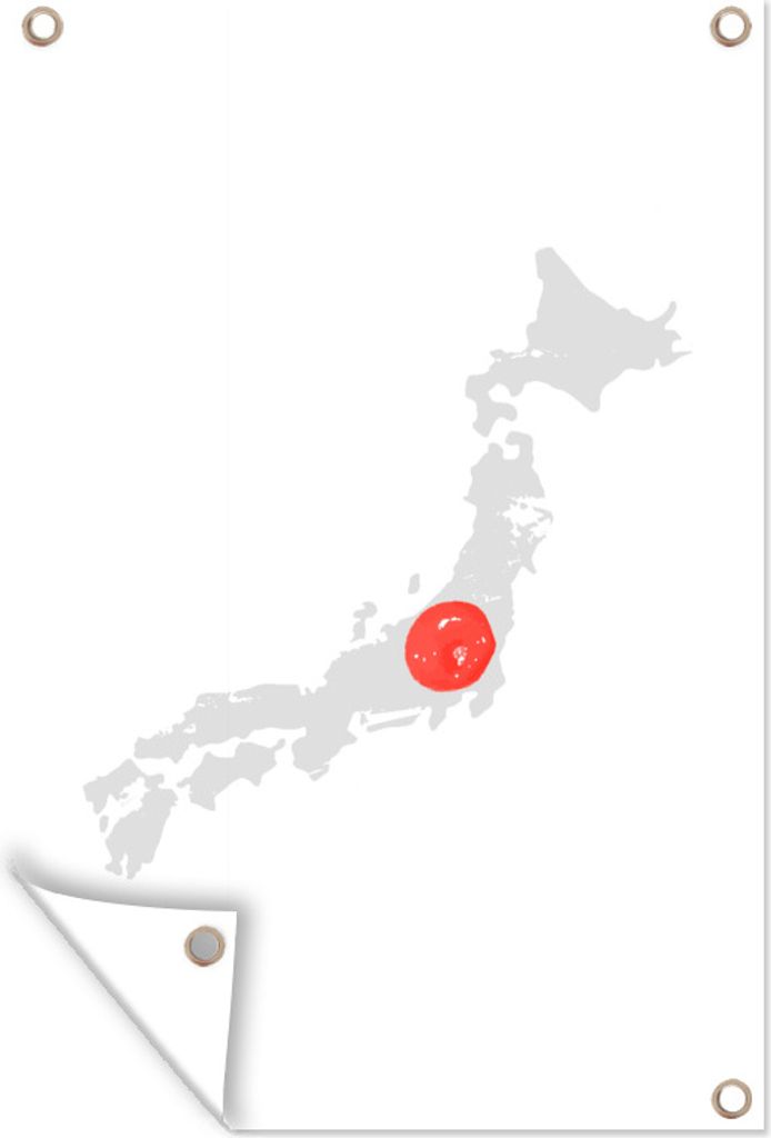 MuchoWow 40x60 cm Outdoor-Poster Gartendeko Sichtschutz Garten Poster für den Garten Japan - Karte - Flagge