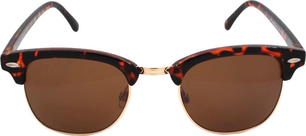 Retro Sonnenbrille Gold Animal Braun Getönt Browline Panto Form Vintage Design Damen Herren Festivalbrille Rennec