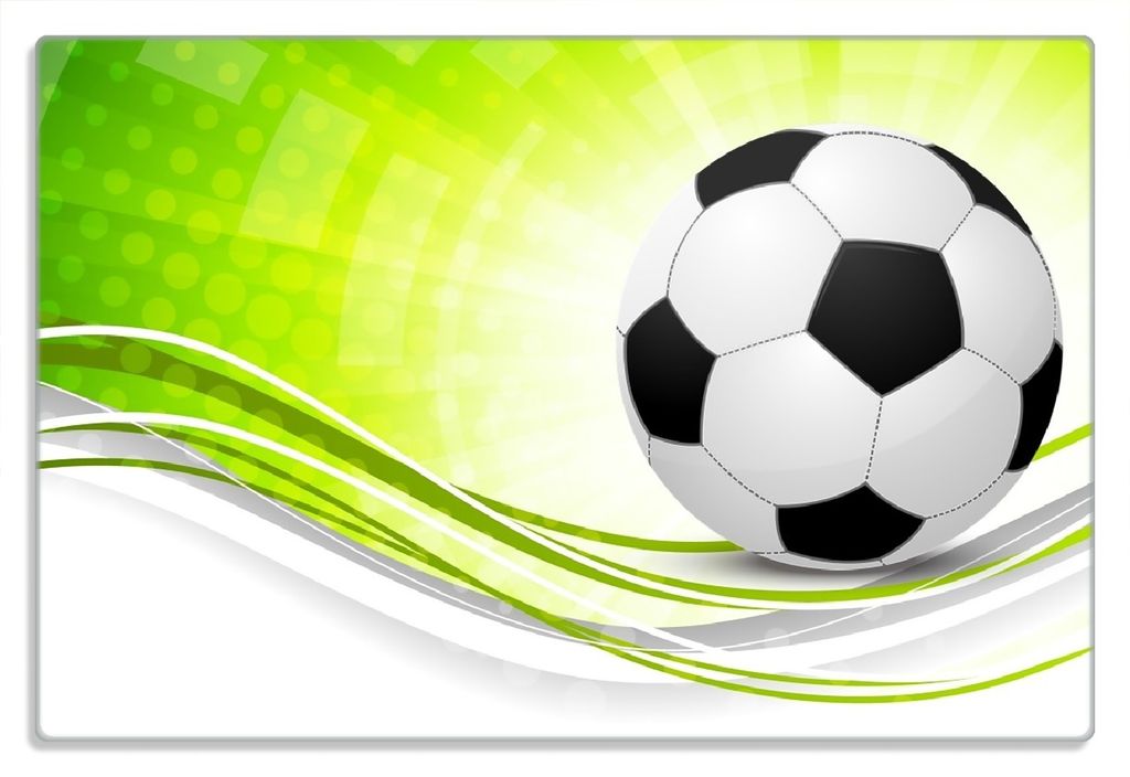 Wallario Frühstücksbrettchen aus Glas 20 x 30 cm mit rutschfesten Füßen, Motiv Fußball - grün weiße Wellen Muster