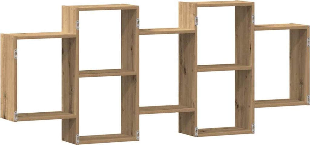 A wall-mounted shelf unit with multiple compartments.