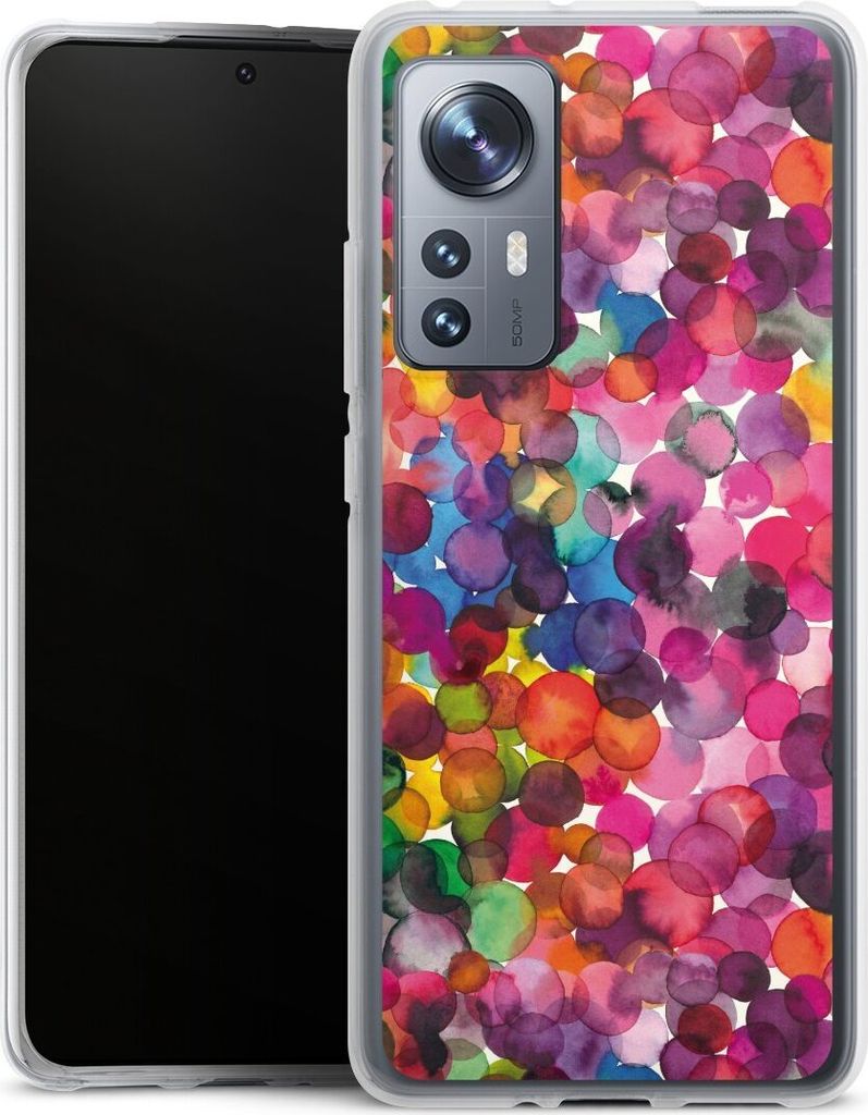 DeinDesign Handyhülle für Xiaomi 12 5G Silikon Hülle Case Smartphone Schutzhülle Punkte Wasserfarbe bunt