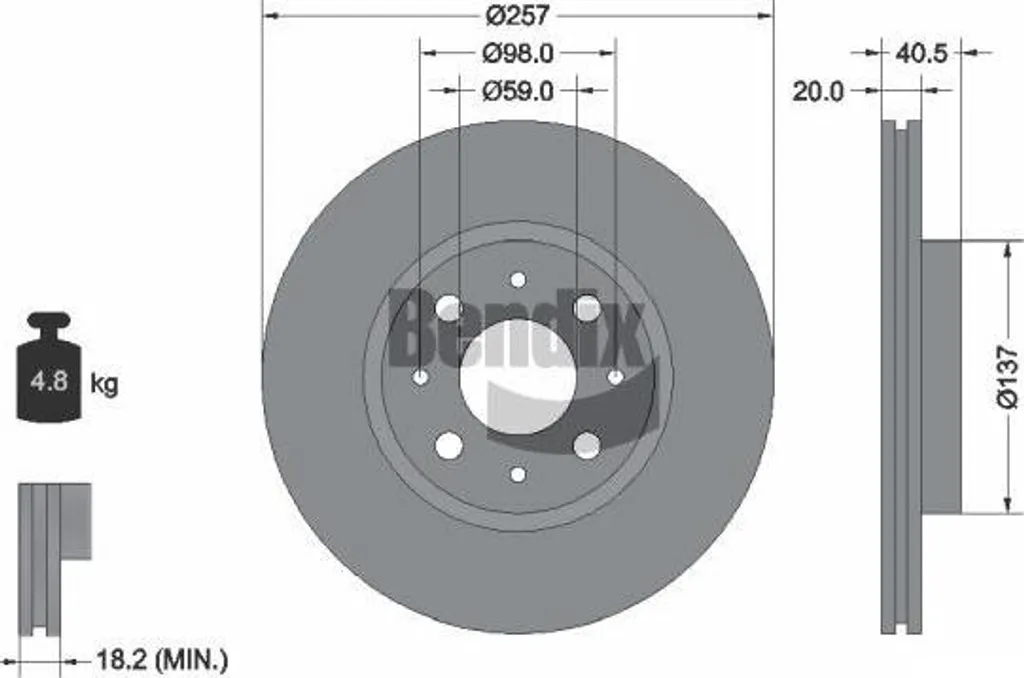 Stop vibrations disque de frein Bendix BDS1100 pour Fiat Brava et Bravo