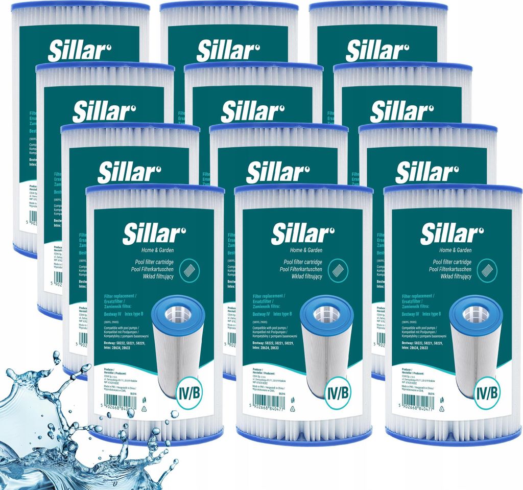 Sillar Whirlpoolfilter Für Pumpenersatz Intex 29005 Typ Iv B 12 Stück