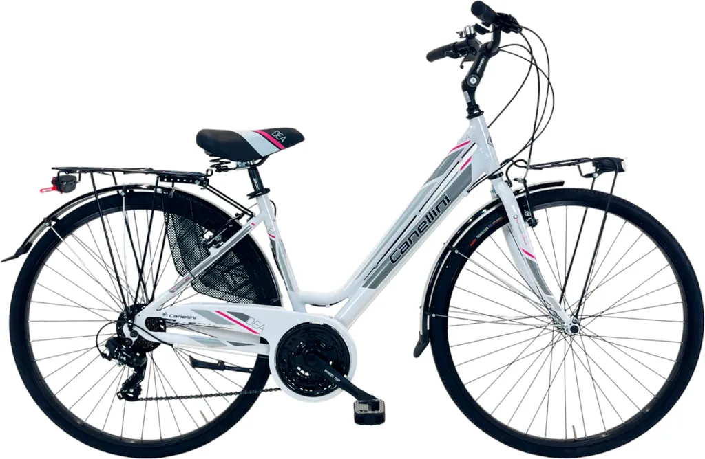 Vélo DEA Canellini Femme 21 vitesses 28" avec Cadre Blanc et Fuchsia