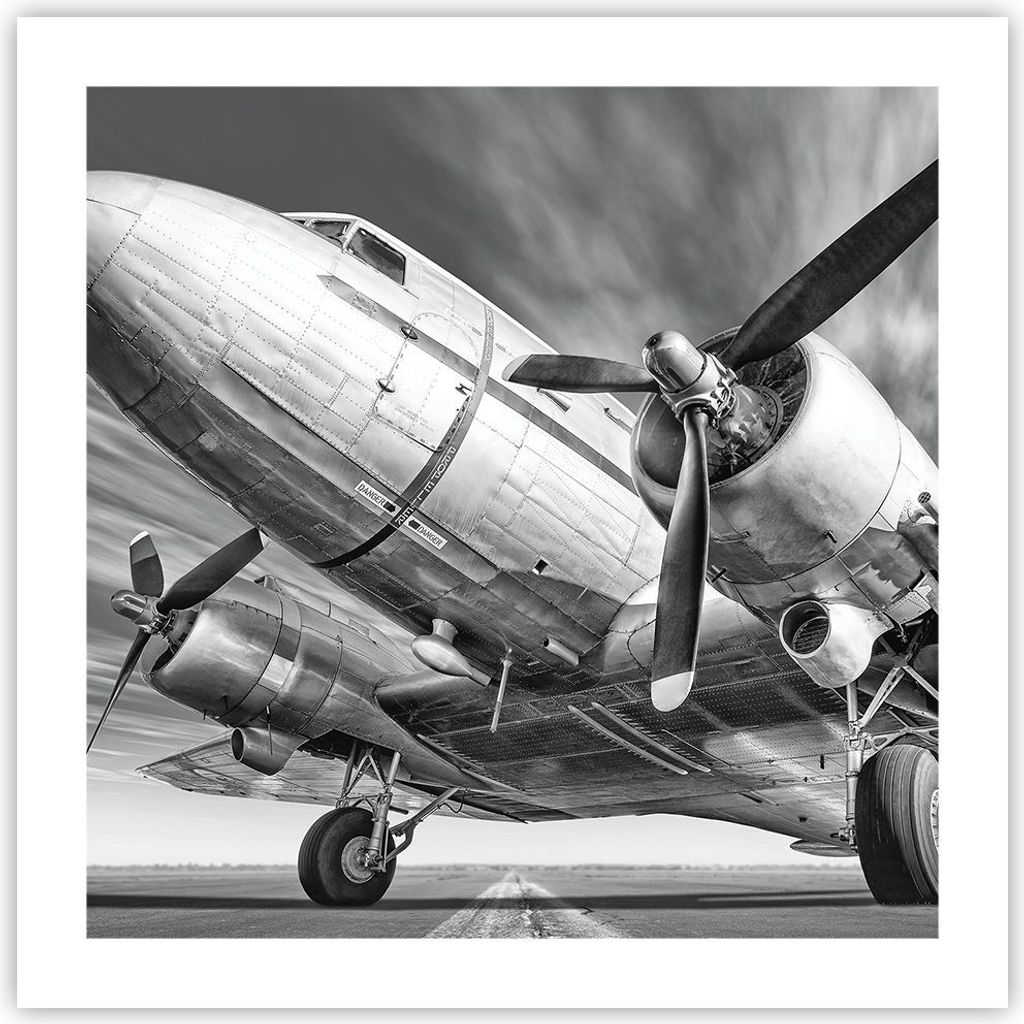 Poster - Poster ohne Rahmen - Flugzeug Retro Flugzeug - 50x50 cm - Wand Bild - Wanddeko - Wandbilder - Kunstposter - Wandposter - Bilder - Kunstdru...