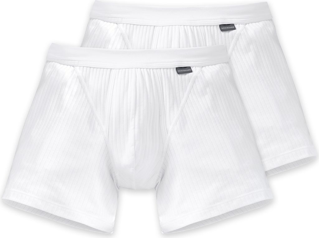 Schiesser 2er Pack Baumwolle Essentials Authentic Retro Short / Pant Flexibel und formstabil, Ein feines Nadelzug-Muster, In perfekt sitzender, ela...