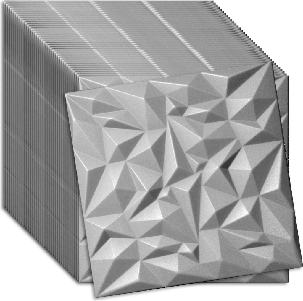 Verdico | 3D Wandpaneele Polystyrol - Grau - 50x50 Cm - 40 Stück - Deckenpaneele - 10 m2
