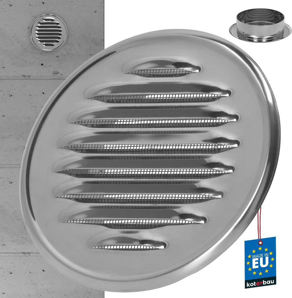 KOTARBAU® Lüftungsgitter 100mm Edelstahl Rund Abluftgitter Produktbild 