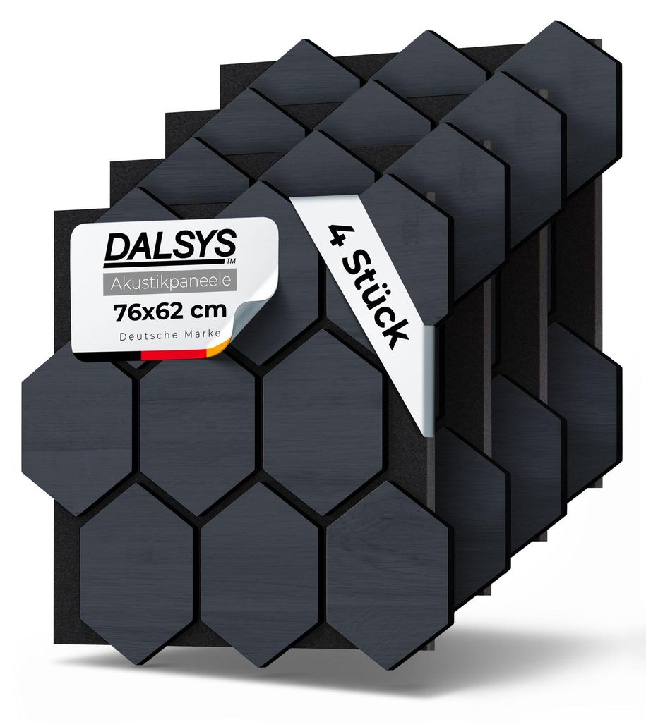 Dalsys 4x Akustikpaneele Holz 76x62cm mit Hexagon-Muster Produktbild 