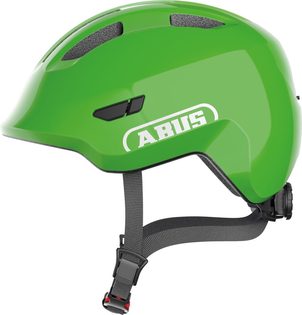 ABUS Kinderhelm Smiley 3.0 - Fahrradhelm mit tiefer Passform, kindergerechten Designs & Platz für einen Zopf - für Mädchen und Jungs - Grün Gl...