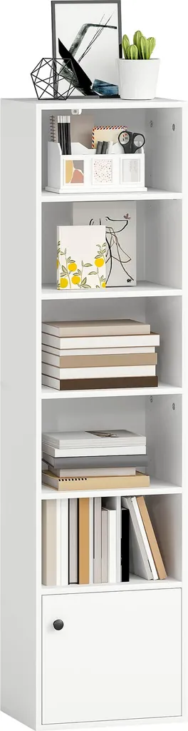 Armoire de bureau blanche 6 niveaux pour dossiers et livres gain de place
