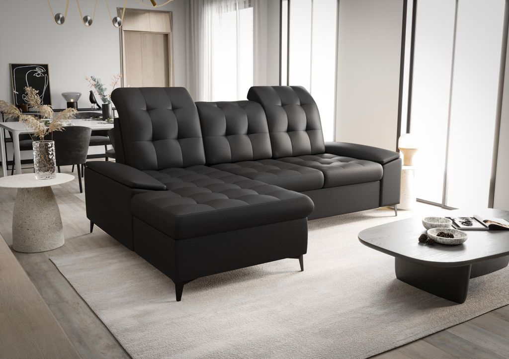 Ecksofa Klein 257 cm Schwarz Kunstleder Links Kongo RBN18