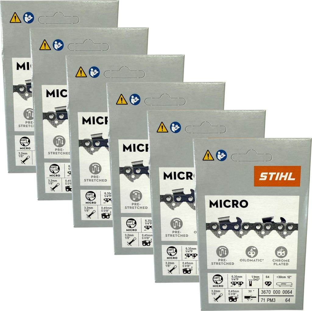 Stihl 6x 1/4" Picco Micro 3 (PM3) chaîne de scie 30 cm 1/4" Image du produit 