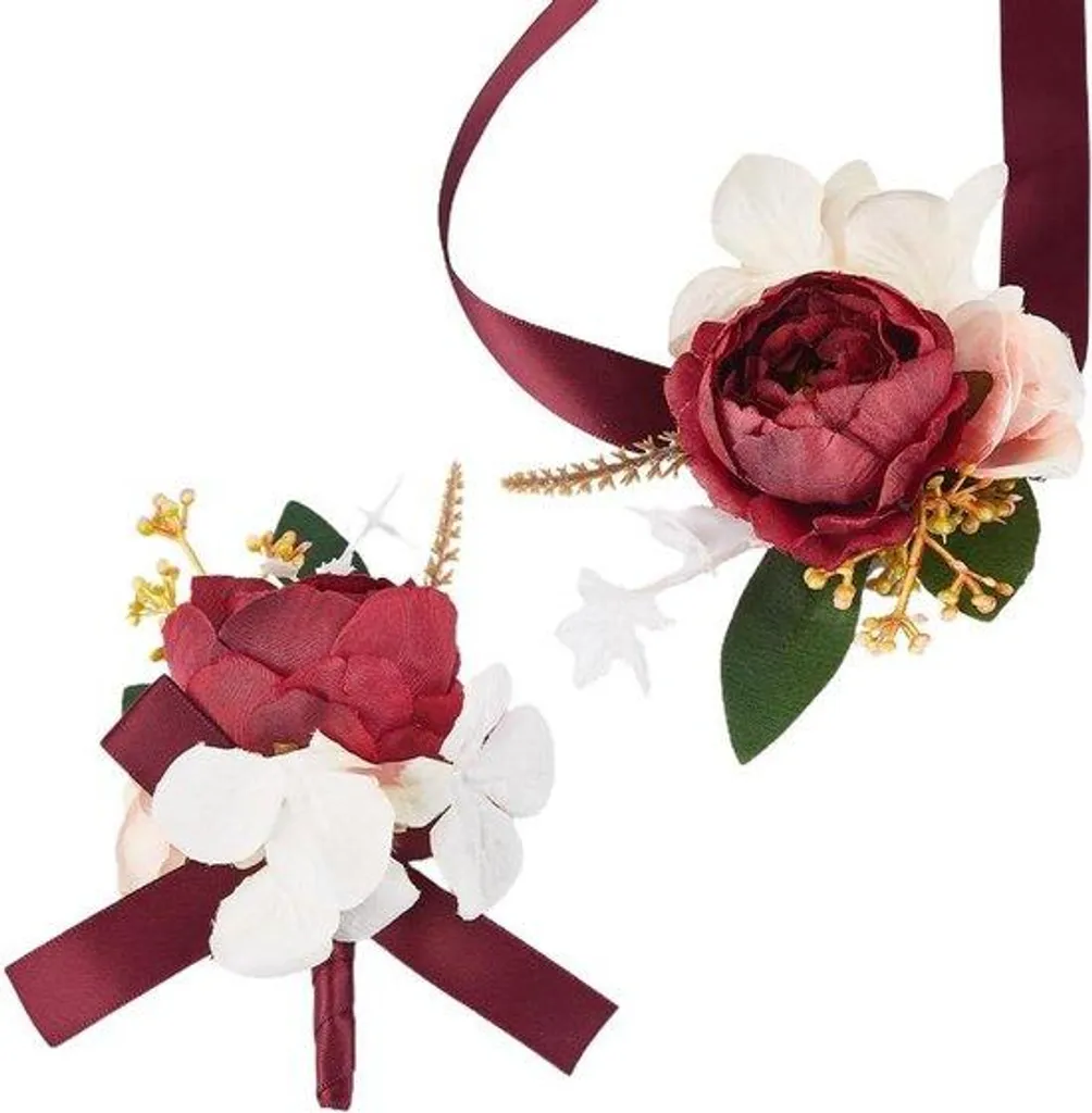 Foulard soie bordeaux motifs fleurs avec lien satin pour invitée mariage