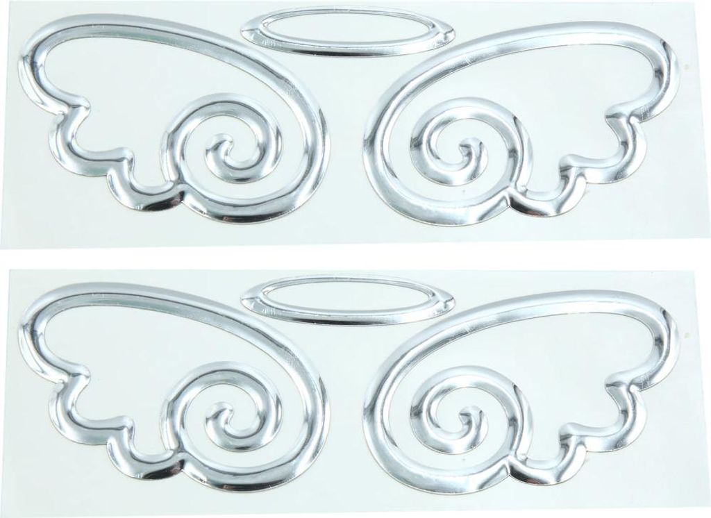 2 Stück Silber Ton Engel Runde Flügel Muster Auto Aufkleber 3D Reflektierende Aufkleber