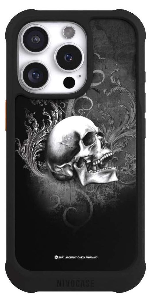 NIVOCASE Hülle für Apple iPhone 16 Pro Stoßfeste Handyhülle NIVOmax Case Schwarz Gothic Schädel Totenköpfe