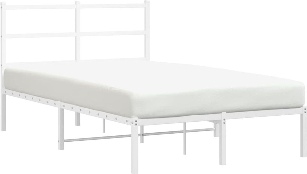 vidaXL Postel s čelem kovová bílá 120x200 cm Obrázek produktu 