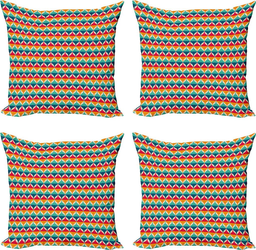 ABAKUHAUS Abstrakt Kissenbezug Set (4 Stück), Bunte Quirky Motiv Kunst, Moderner Doppelseitiger Digitaldruck, 40 cm x 40 cm, Mehrfarbig