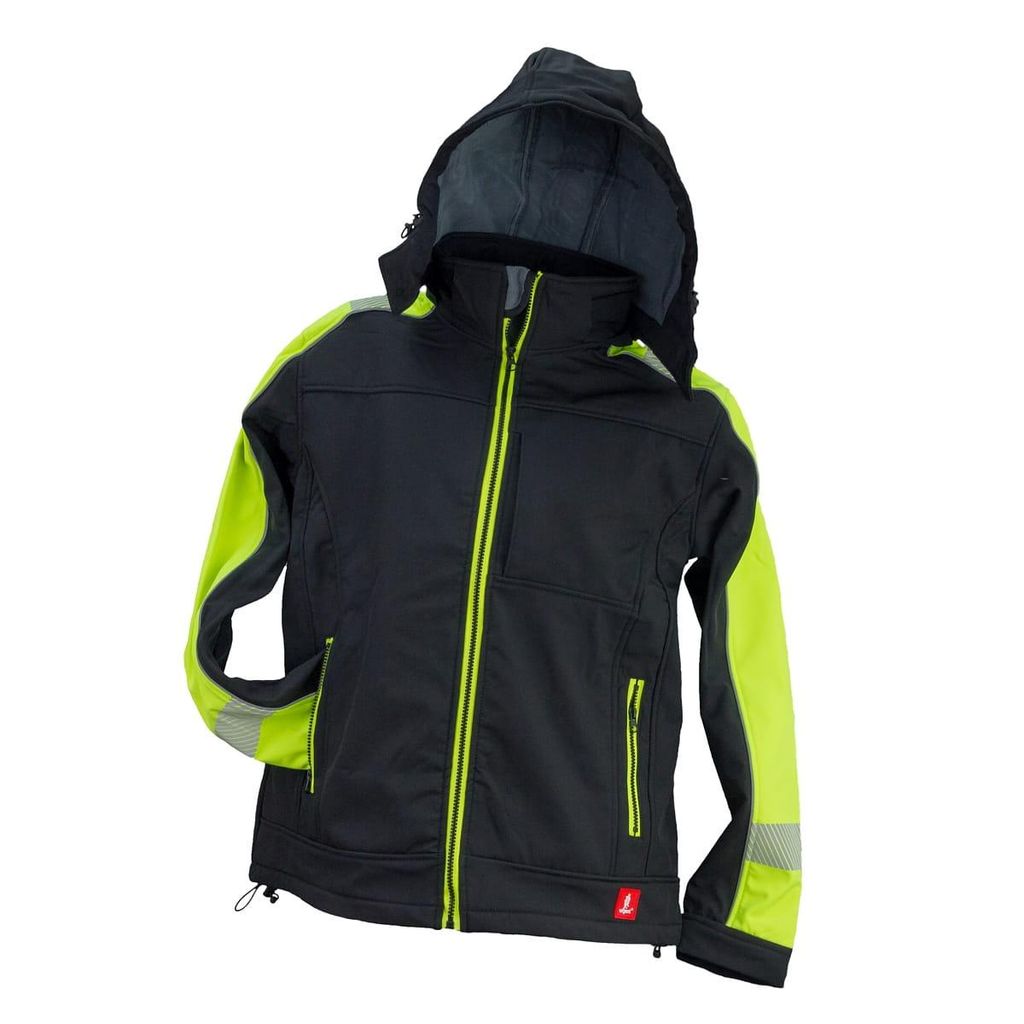 URGENT Softshelljacke mit Kapuze Arbeitsjacke Wasserdicht Winterjacke - Schwarz/Gelb - (GL-8364 Kapuze) Gr. XL