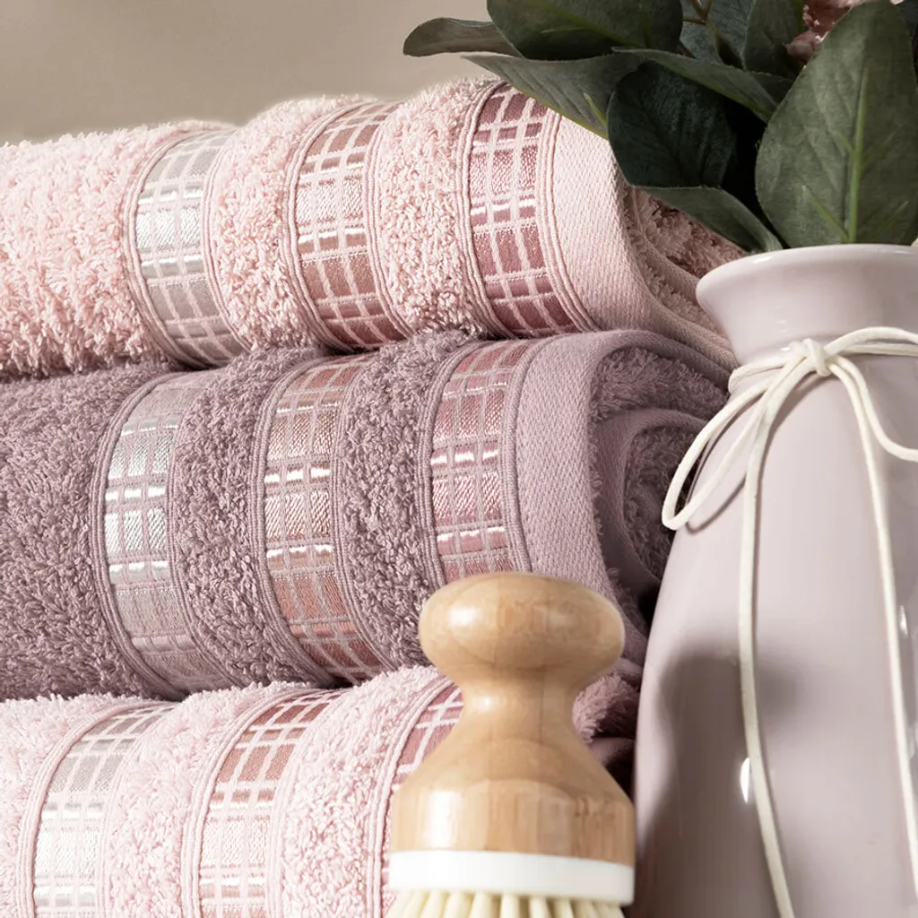 Asciugamano 50x90 Rosa Polvere Mybesthome Luxury | Spugna 500g - 3