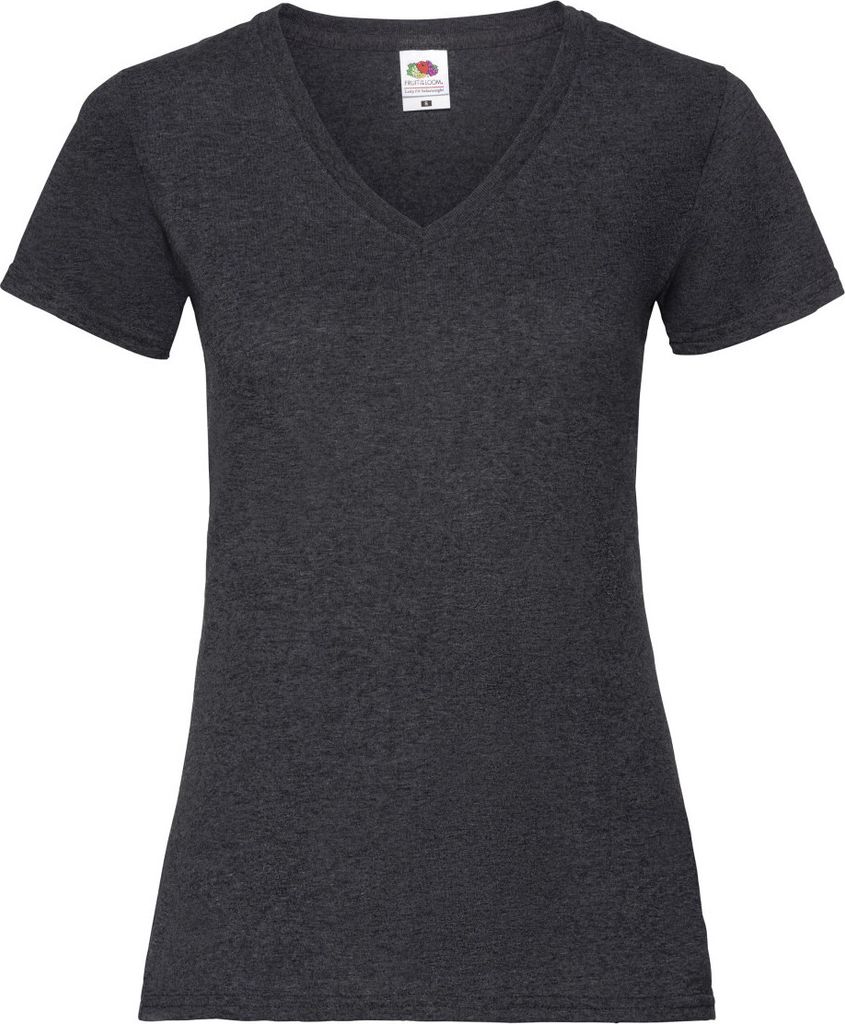 Fruit of the Loom - "Valueweight" T-Shirt V-Ausschnitt für Damen BC1361 (XS) (Dunkelgrau Meliert)