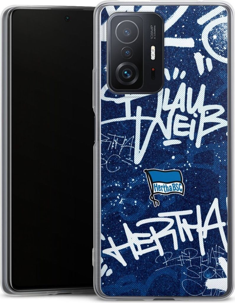 DeinDesign Slim Hülle für Xiaomi 11T 5G Silikon Case Ultra Dünn Handyhülle Graffiti Hertha BSC Offizielles Lizenzprodukt