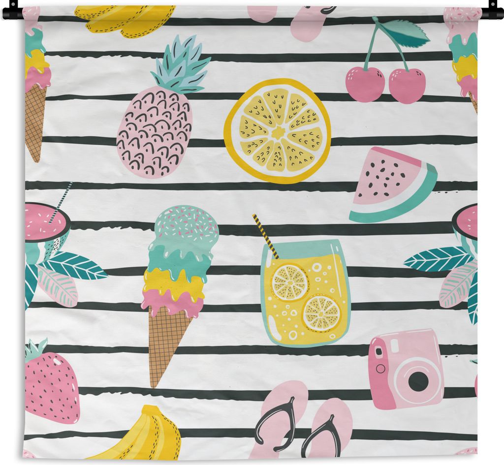 MuchoWow Wandteppich Wandbehang Sommer - Elemente - Pastell 150x150 cm Tapisserie Dekoration Wandtuch - Wohnaccessoires - Modernes