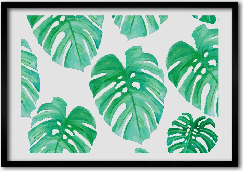 Bild - Bilderrahmen - 100 cm x 70 cm - MDF - Rahmen - Foto - Wandkunst monstera