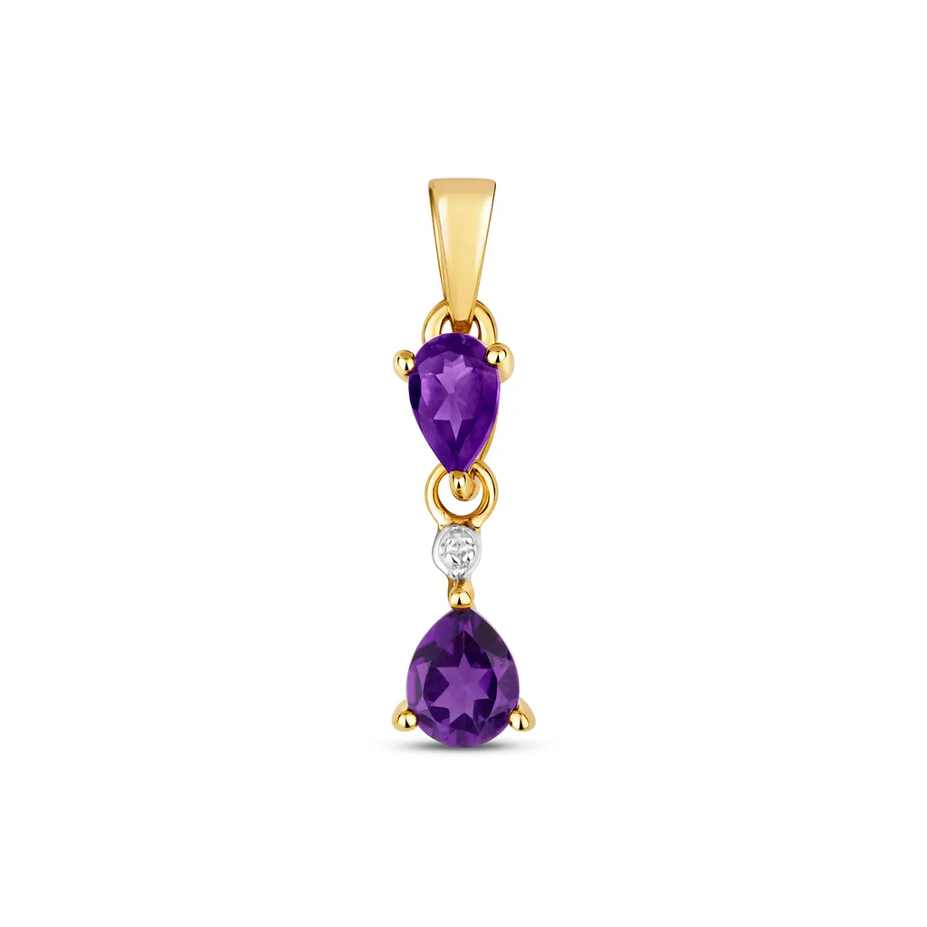 Pendentif Or 375/1000 Diamant et Améthyste TRS35590 - Bijou de Luxe