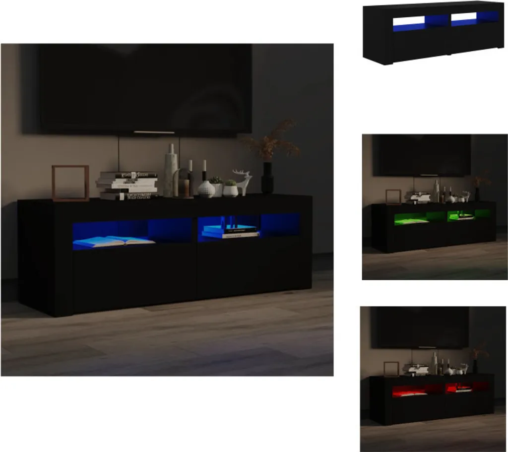 Meuble TV avec Éclairage LED Noir 120 cm - Finition Moderne vidaXL