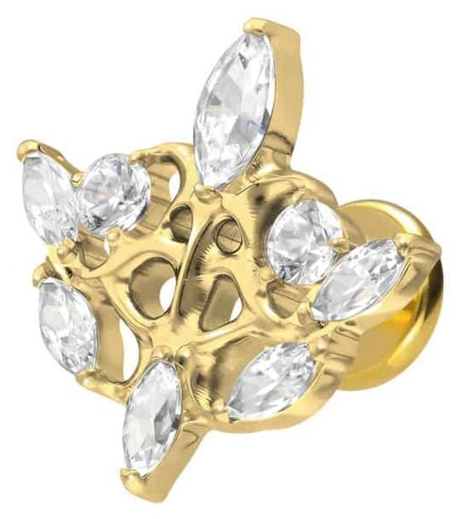 Ohrpiercing, Nasenpiercing Titan Labret mit Innengewinde GOTISCHES DESIGN Gold Stablänge: 7mm | Stabstärke: 1,2mm