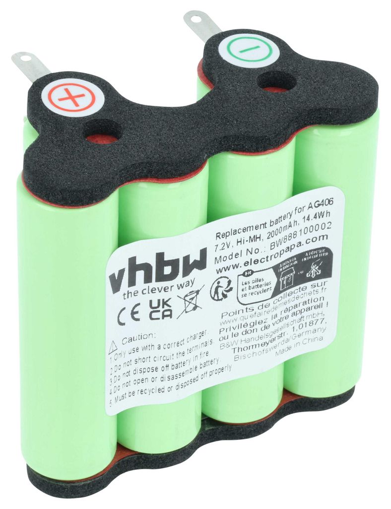 vhbw Akku Ersatz für AEG/Electrolux 90016553200, 90016585000, 90016584800, AG406, AG4106, AG406WD, 90005510600 für Staubsauger (2000 mAh, 7,2 V, ...