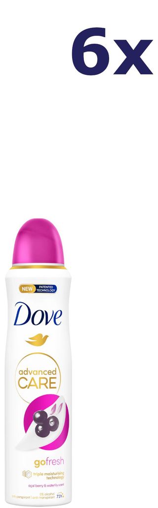 Dove Deodorant Spray Go Fresh Acai Berry And Waterlily - 6 X 150 Ml