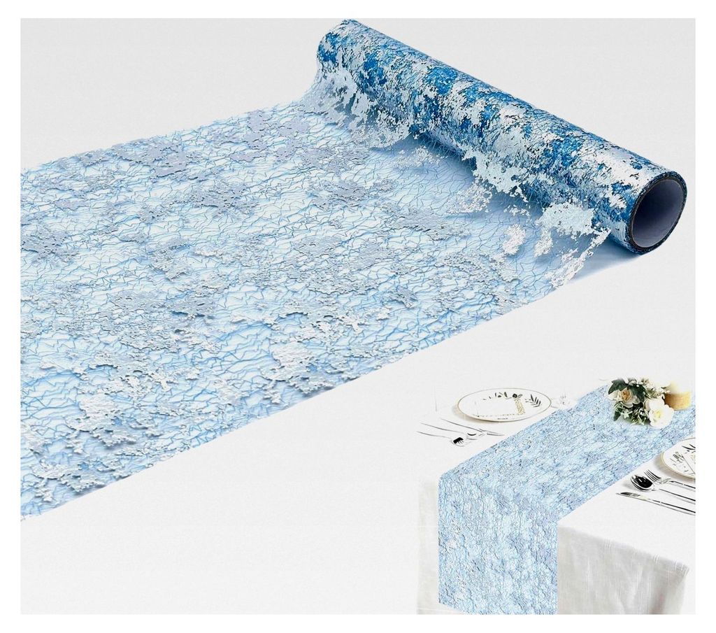 Tischläufer Blau Silber, Tischdeko 28x900 cm Glänzend Wiederverwendbar für verschiedene Anlässe