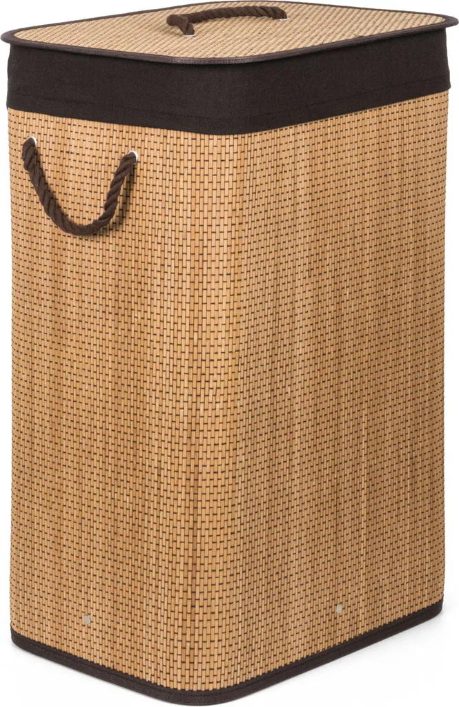 Panier à Linge G21 Design Bambou 72L avec Doublure Marron Amovible G21