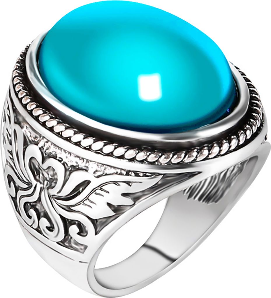 Männer Vintage Künstliche Edelstein Carving Band Finger Ring Schmuck Party Bankett Geschenk-Blau,US 8