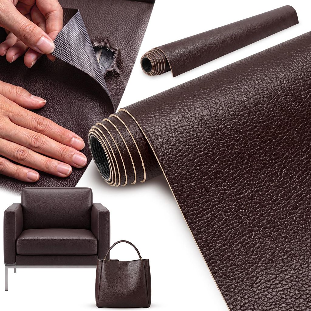 Toppa in pelle autoadesiva, 100 x 137 cm, color marrone Immagine del prodotto 