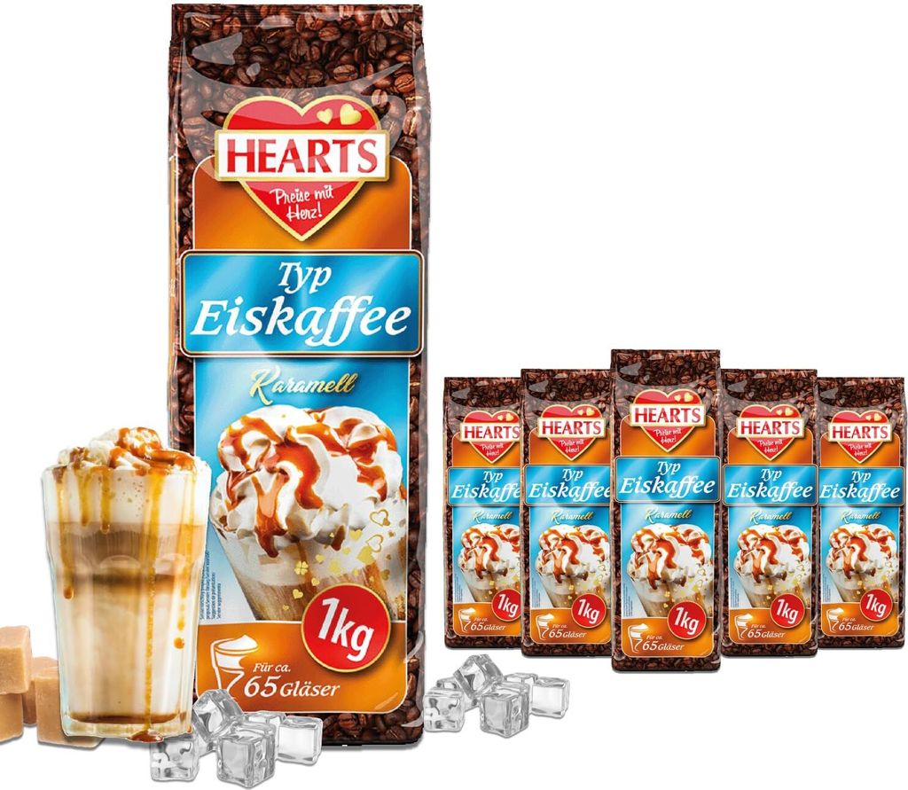 HEARTS Eiskaffee Karamell 5 x 1kg Großpackung für ganze Produktbild 