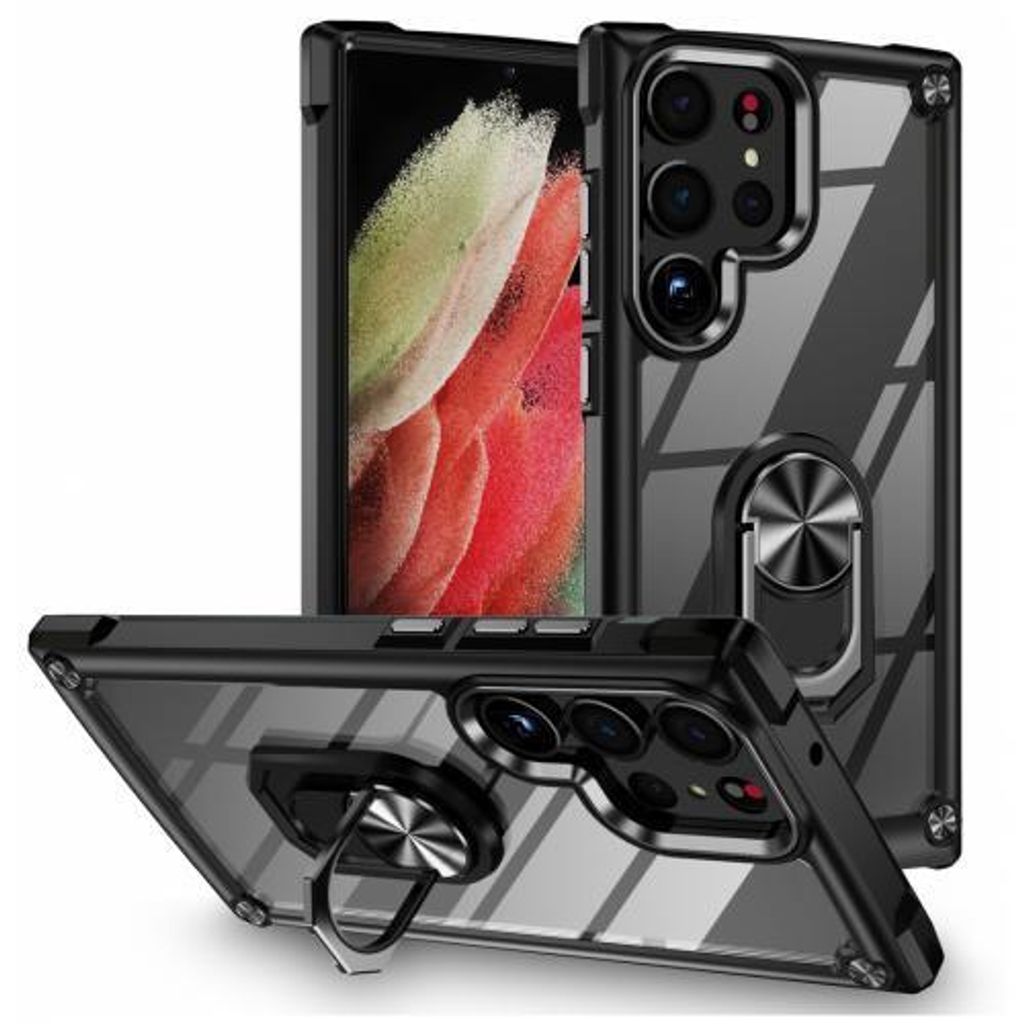 Armor Hülle Transparent für Samsung Galaxy S23 Serie - Farbe: Schwarz - Modellkompatibilität: Für Samsung Galaxy S23 Ultra