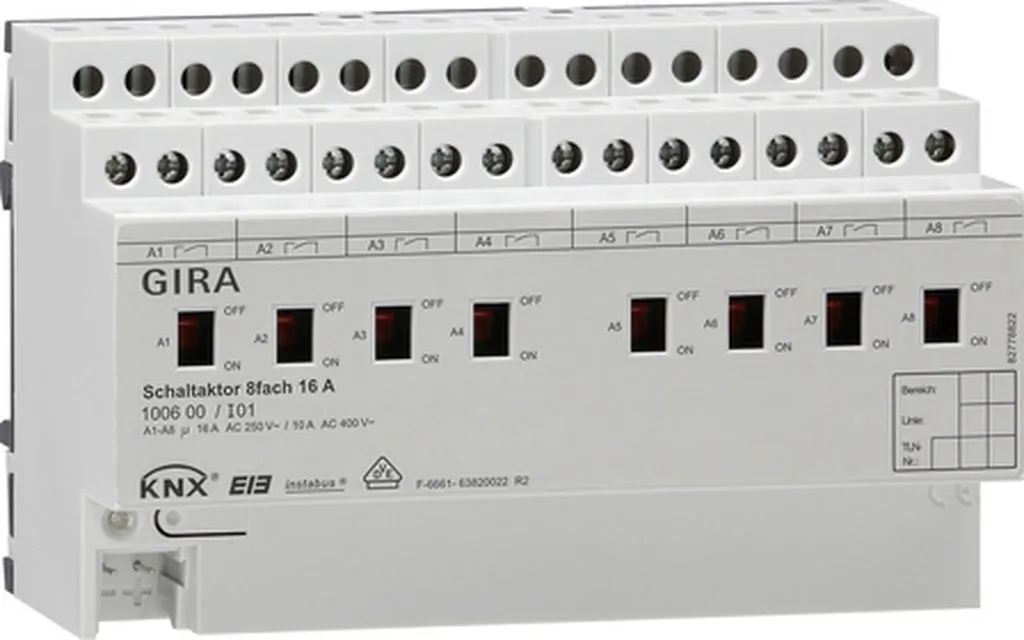 Module de sortie KNX 8 canaux Gira 16A pour gestion d'éclairage et charge